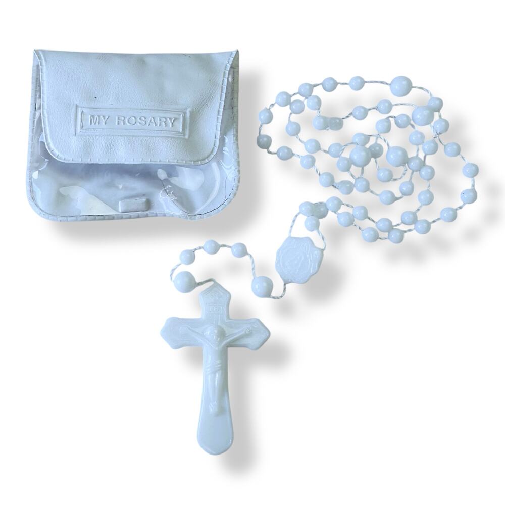 Vintage Catholic Rosary Beads Crucifix Cross Religious Prayer Bead Necklace